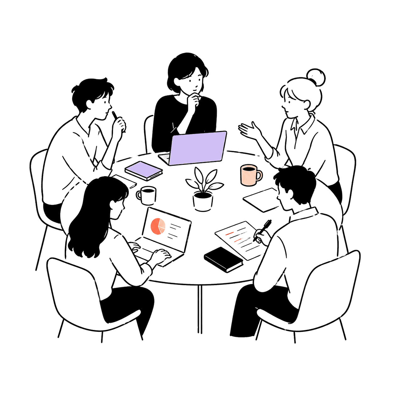 A committee around a round table, working through the agenda.